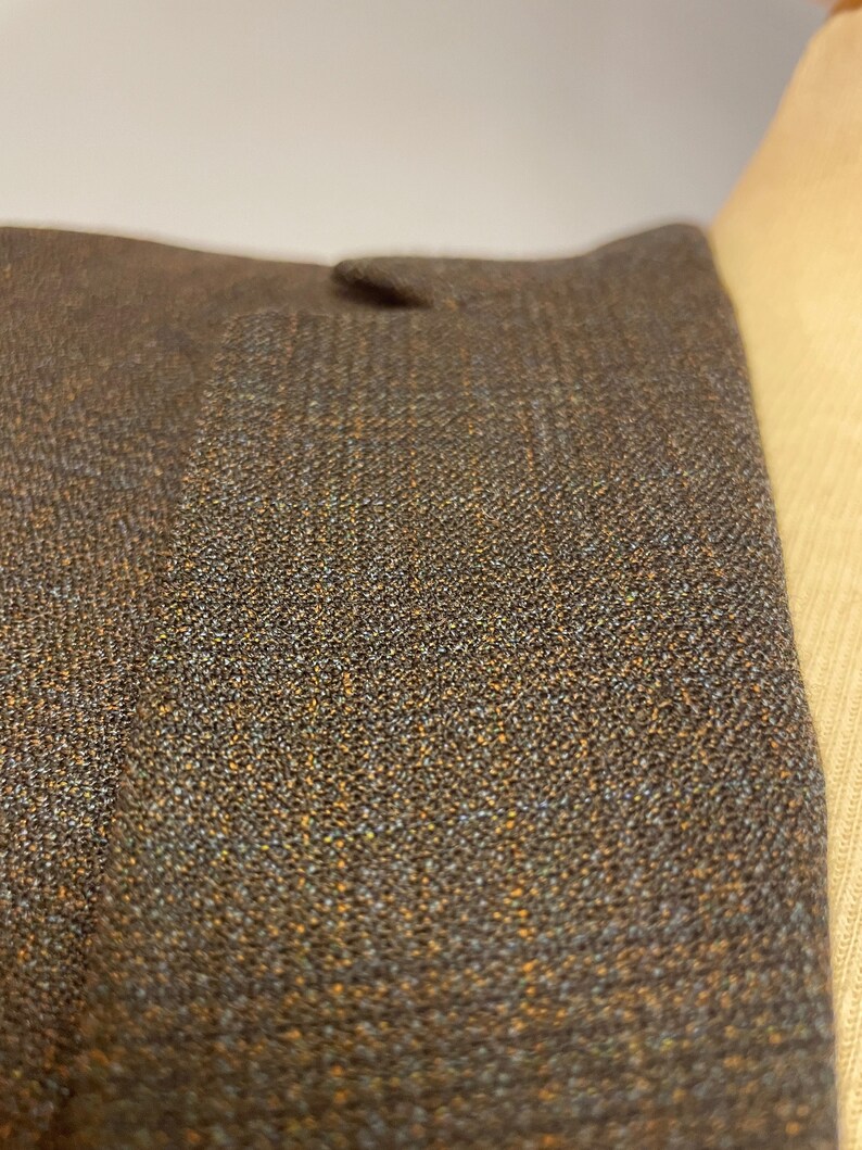 Worsted Wool Jacket Size 38 S// Blazer // British Quality Vintage Fabric // Blues and Oranges image 1