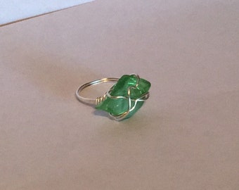 Sea Glass Wire Wrapped Ring (Size 7)
