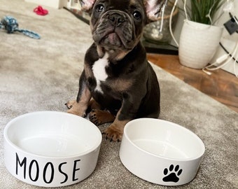 Personalised pet bowl, ceramic pet bowl,  pet gift, personalised dog bowl cat bowl pet feeder white pet bowl / personalized pet accessory