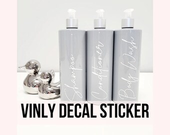 Vinyl Decal Sticker for 500ml Pump Bottles, Hinch Style Dispenser Bottle Sticker, bathroom labels, bathroom organisation, home storage