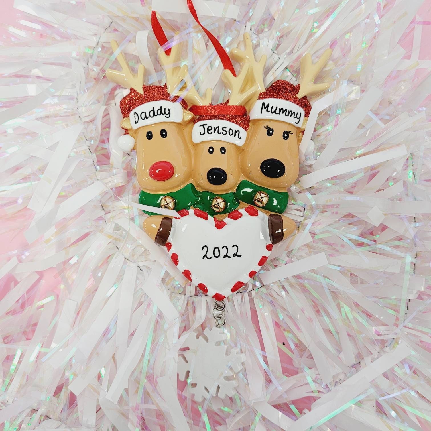 Personalised Family Christmas Decoration Family of 3 - Etsy UK