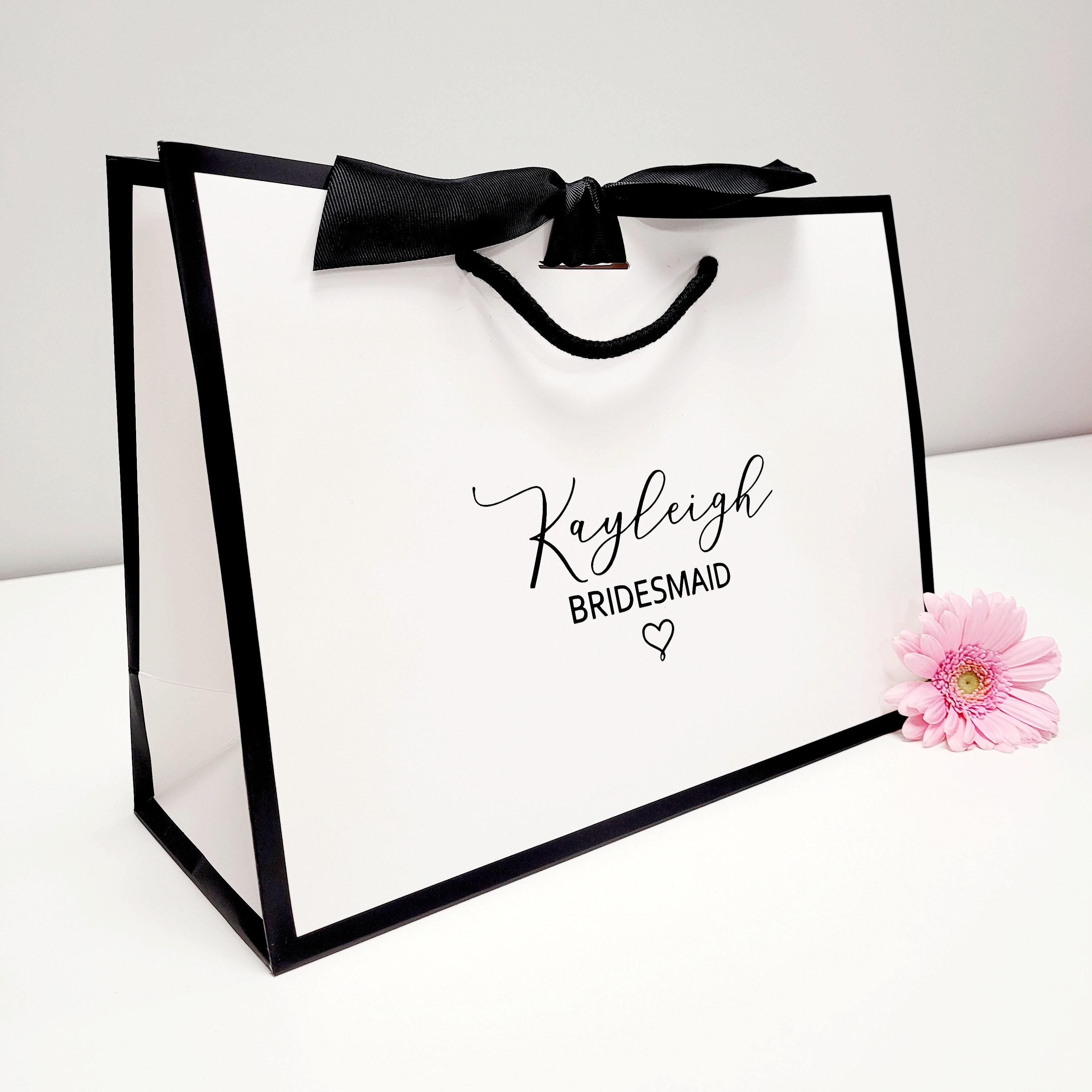 Personalised gift bag / luxury white gift bag with ribbon / Etsy