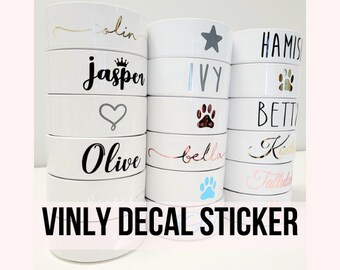 Vinyl Decal Sticker for Personalised pet bowl, ceramic pet bowl decal, pet gift, personalised dog bowl sticker, DIY dog bowls