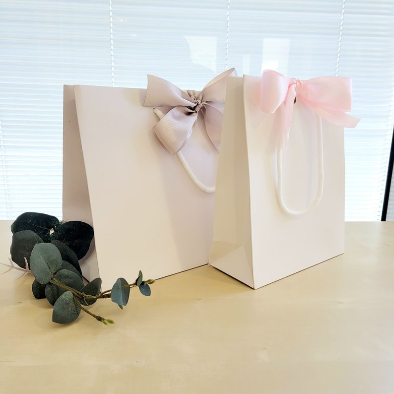 Luxury Plain White Gift Bag With Ribbon White Boutique Bag Etsy