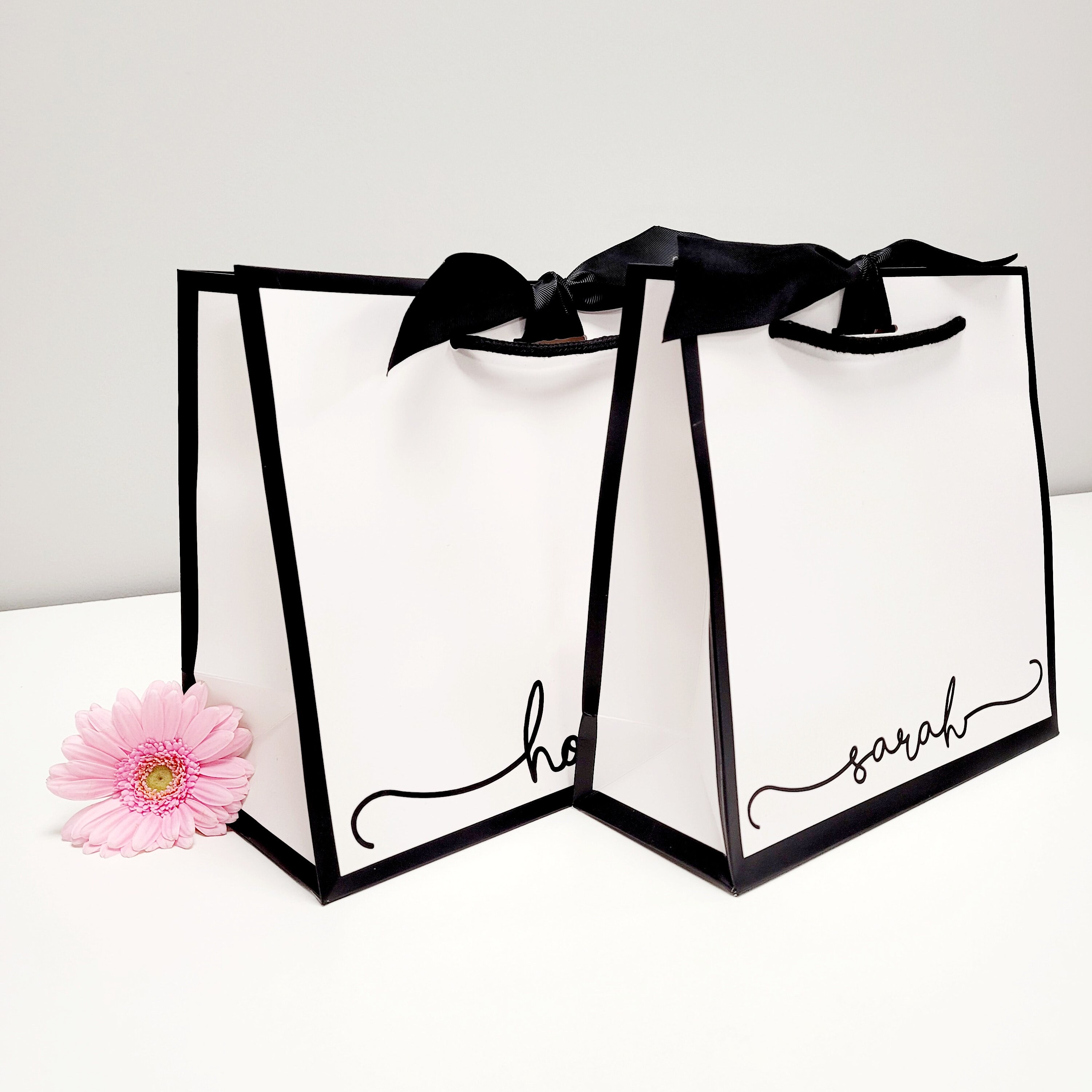 Personalised gift bag / luxury white gift bag with ribbon / Etsy