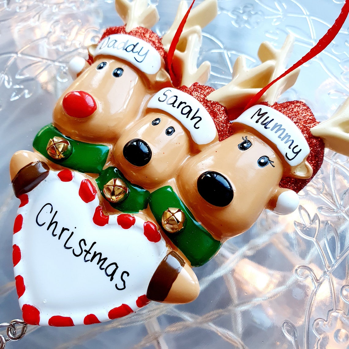 Personalised Family Christmas Decoration Family of 3 - Etsy UK