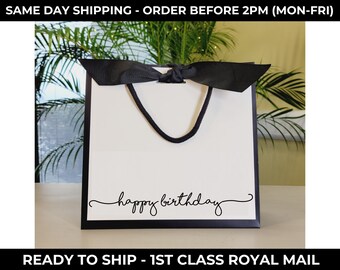 luxury birthday gift bag, READY TO SHIP, black/white gift bag, anniversary gift, gift box, birthday gifts, birthday box, gift bag