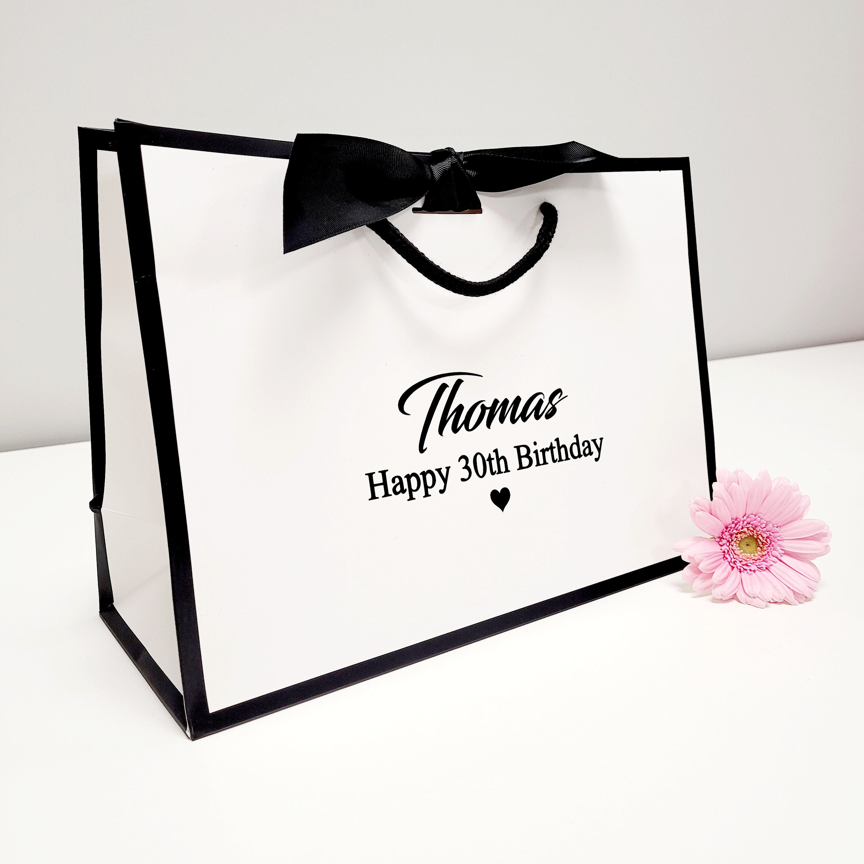 Personalised gift bag / luxury white gift bag with ribbon / Etsy