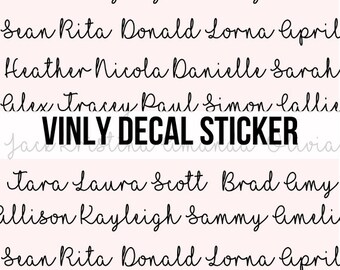 Vinyl Decal Sticker, Vinyl Lettering, Calligraphy Stickers, Name Sticker, Glass Decal, Wedding Decals, Personalised Name Vinyl Stickers