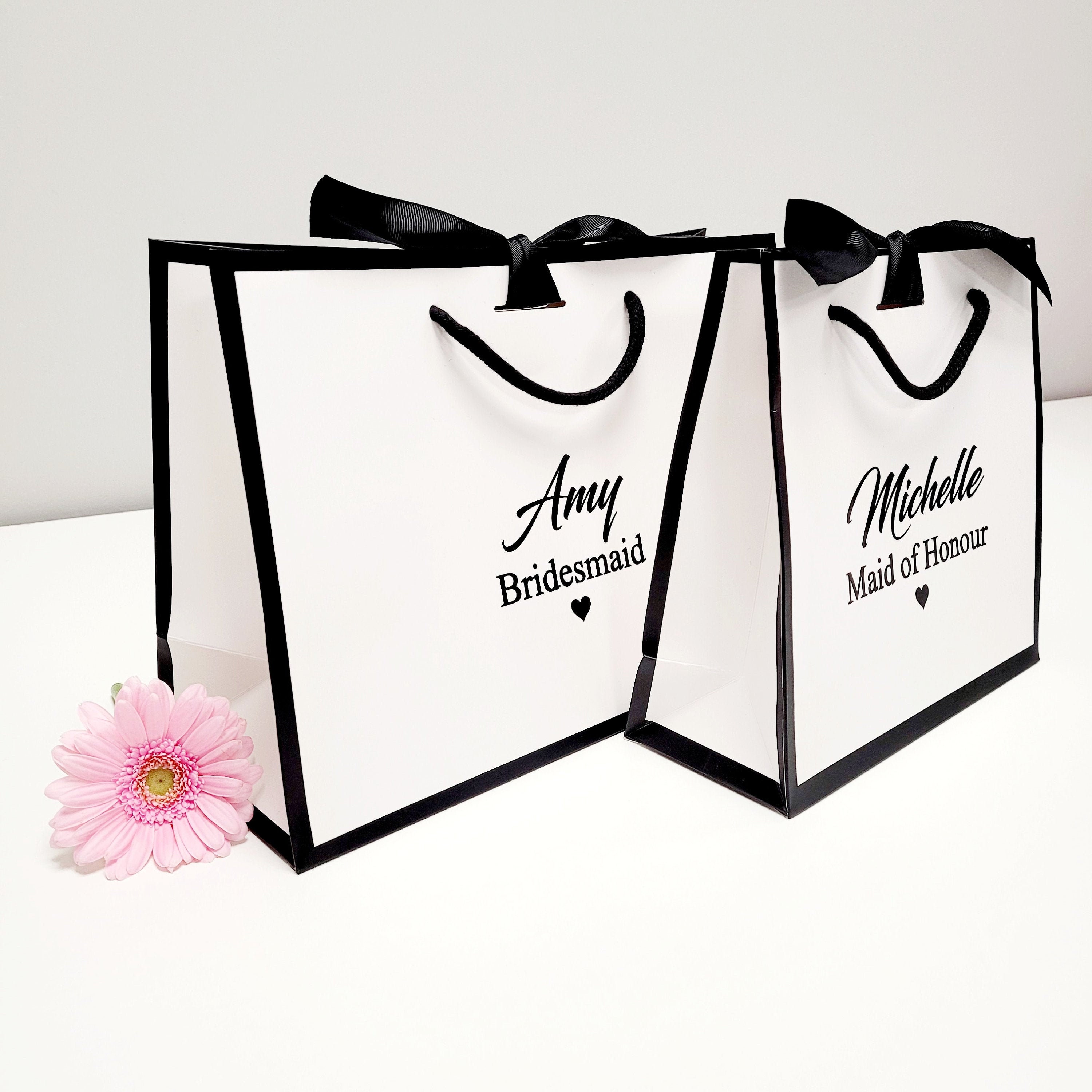 Personalised gift bag / luxury white gift bag with ribbon / Etsy