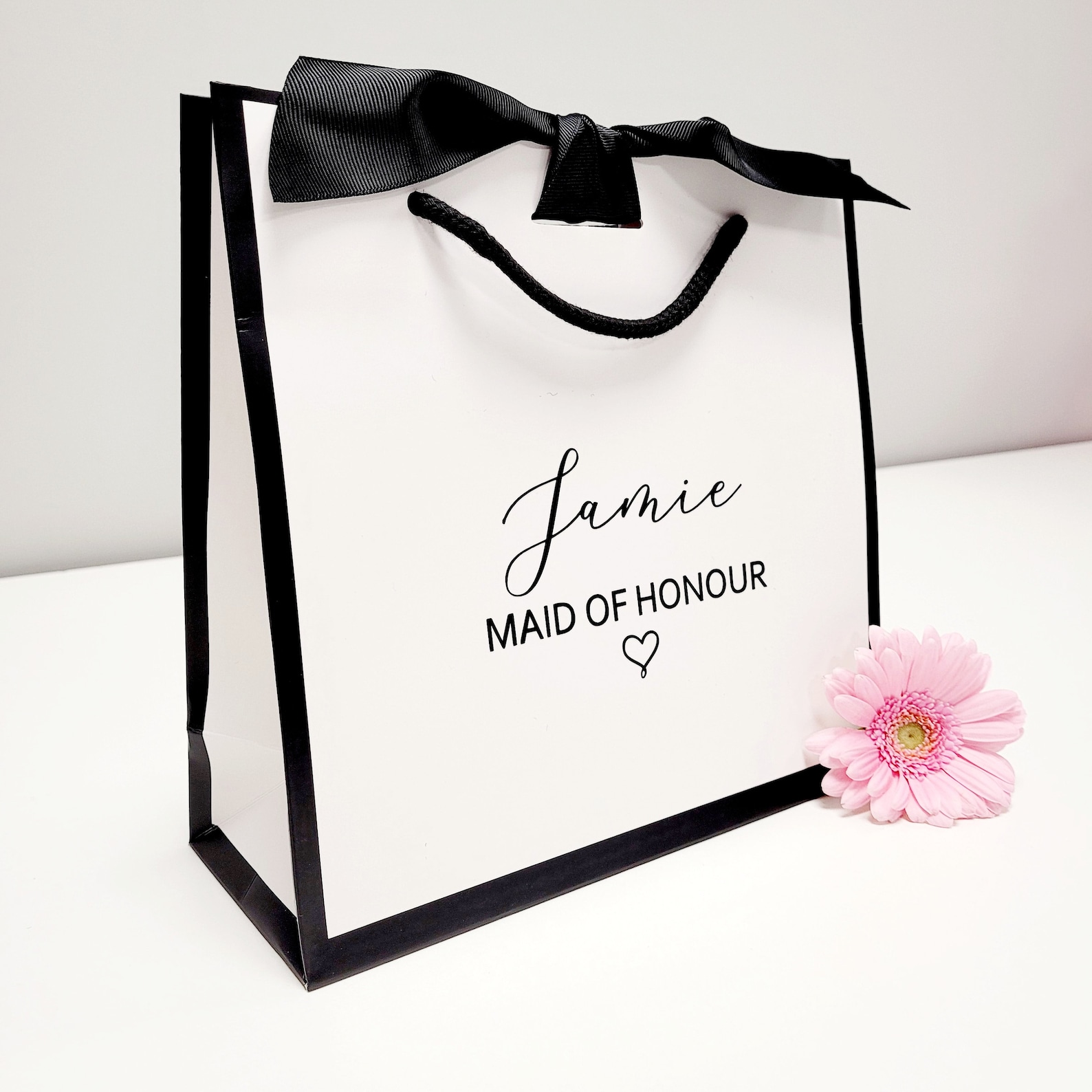 Personalised gift bag / luxury white gift bag with ribbon / Etsy