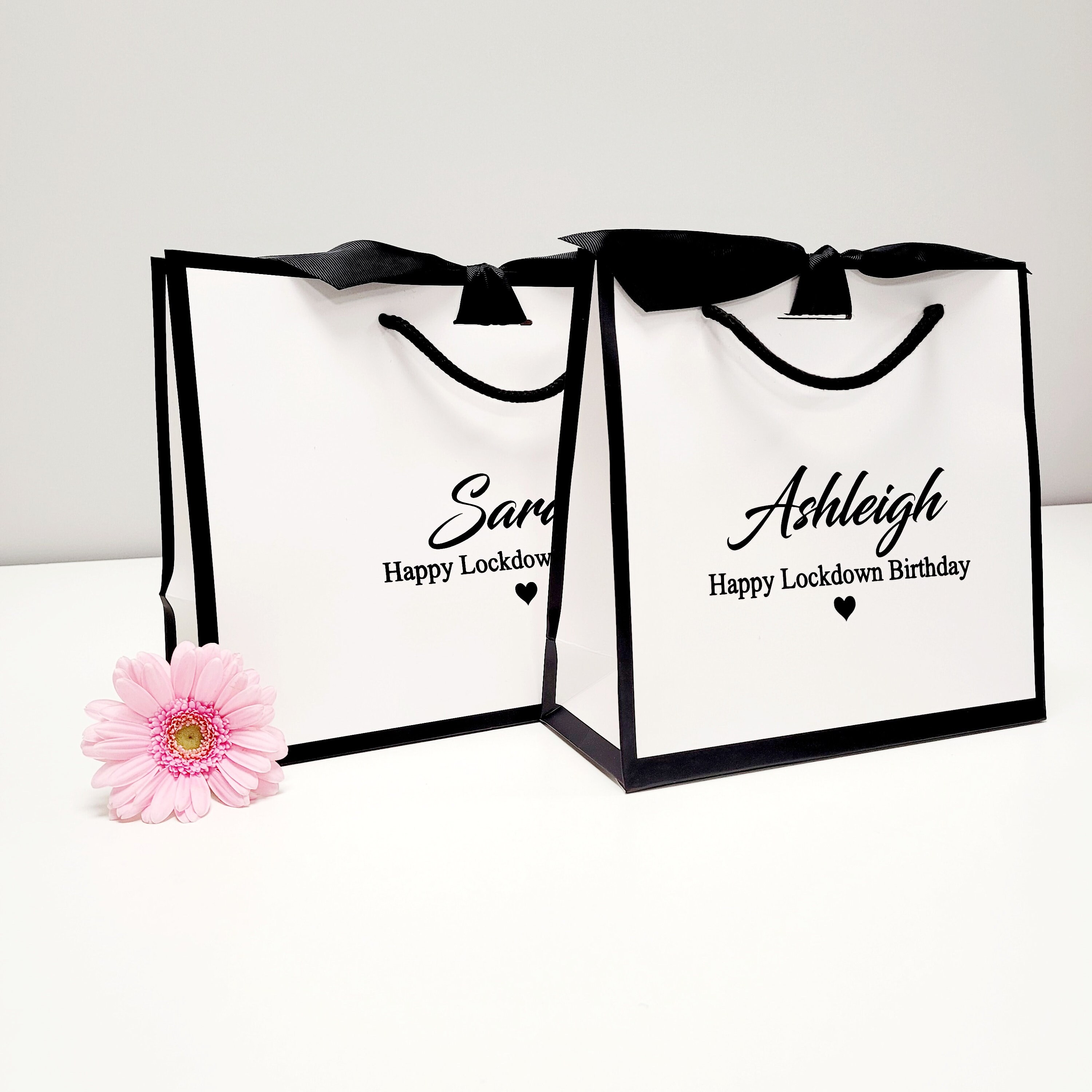Personalised gift bag / luxury white gift bag with ribbon / Etsy