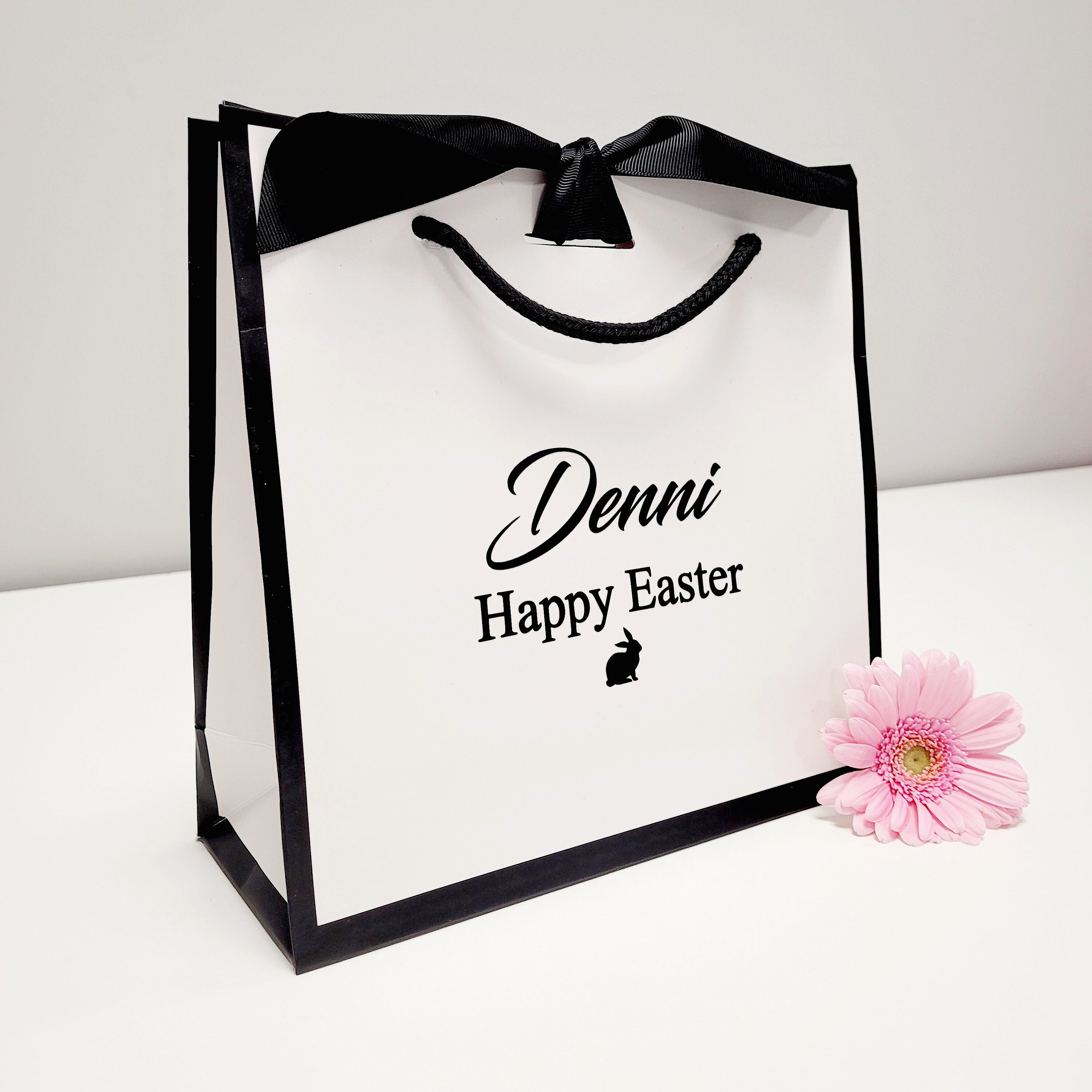 Personalised gift bag / luxury white gift bag with ribbon / Etsy