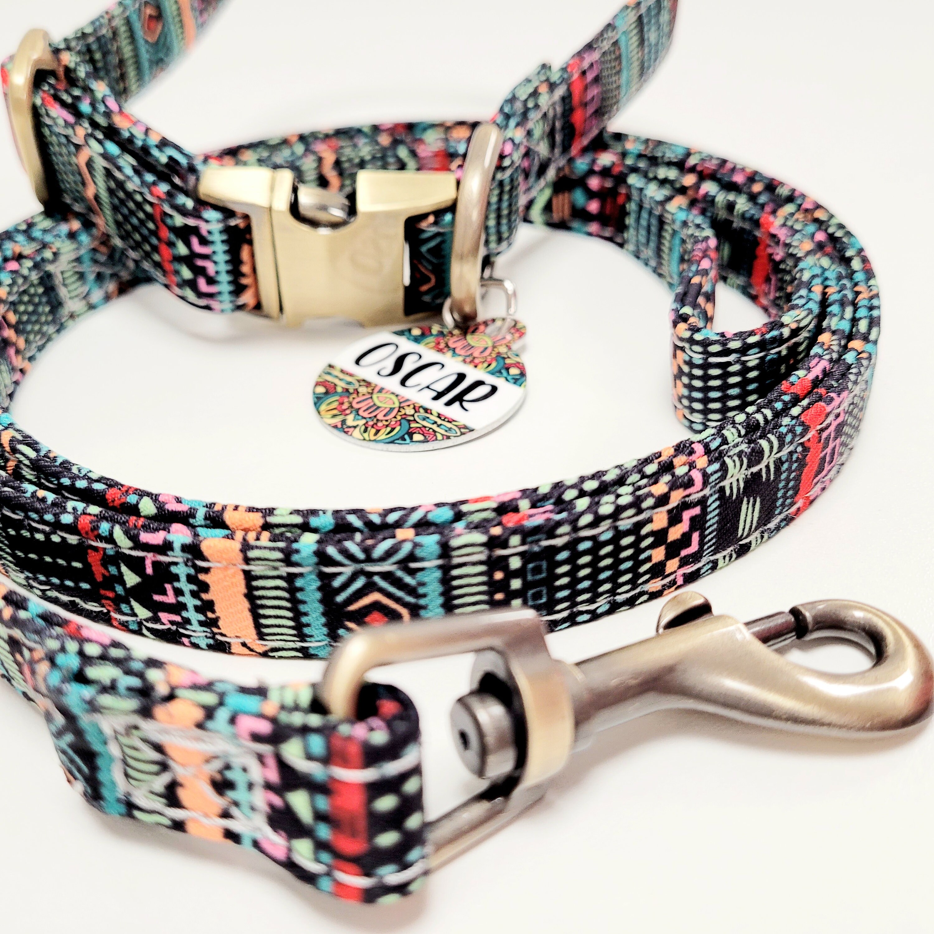 Personalised dog collar and leash set / gold dog collar / cat Etsy