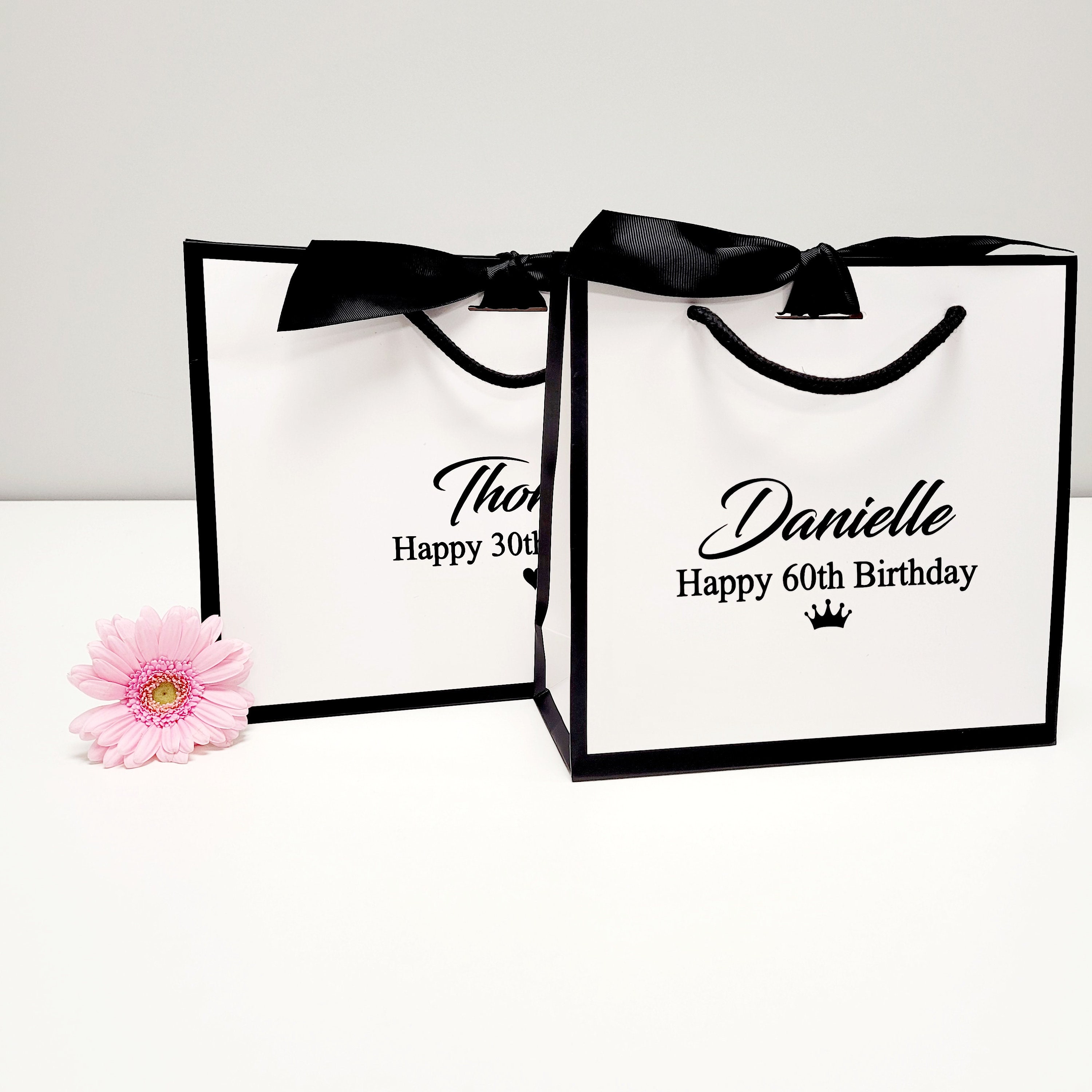 Personalised gift bag / luxury white gift bag with ribbon / Etsy