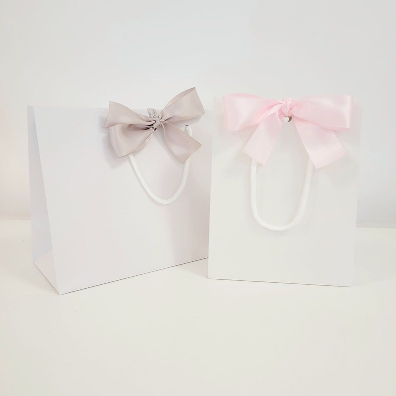 Luxury Plain White Gift Bag With Ribbon White Boutique Bag Etsy