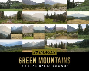 20 Green Mountain Digital Backgrounds - summer - mountains