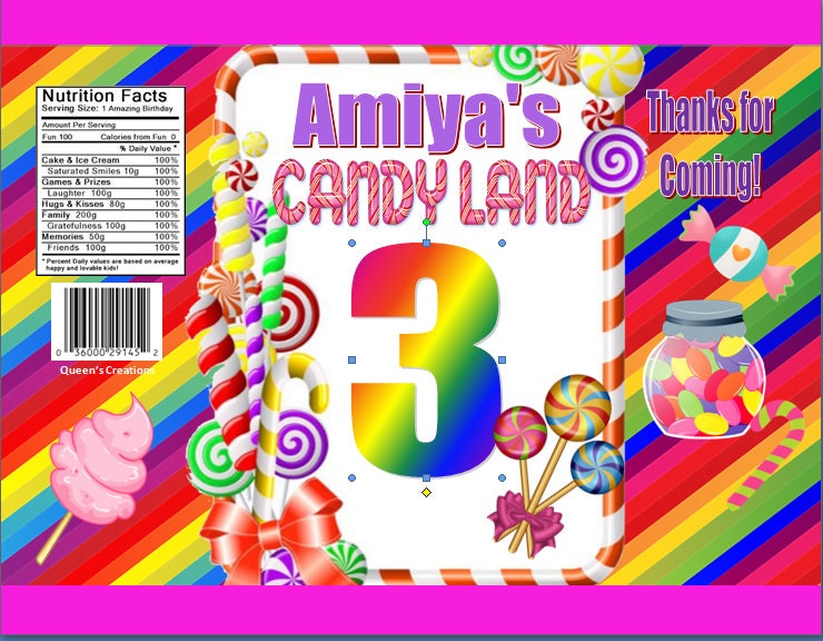 Personalized Candy land Chip Bag Label, Printable Candy land Chip Bag Template, Candy land Birthday Party, Instant Download