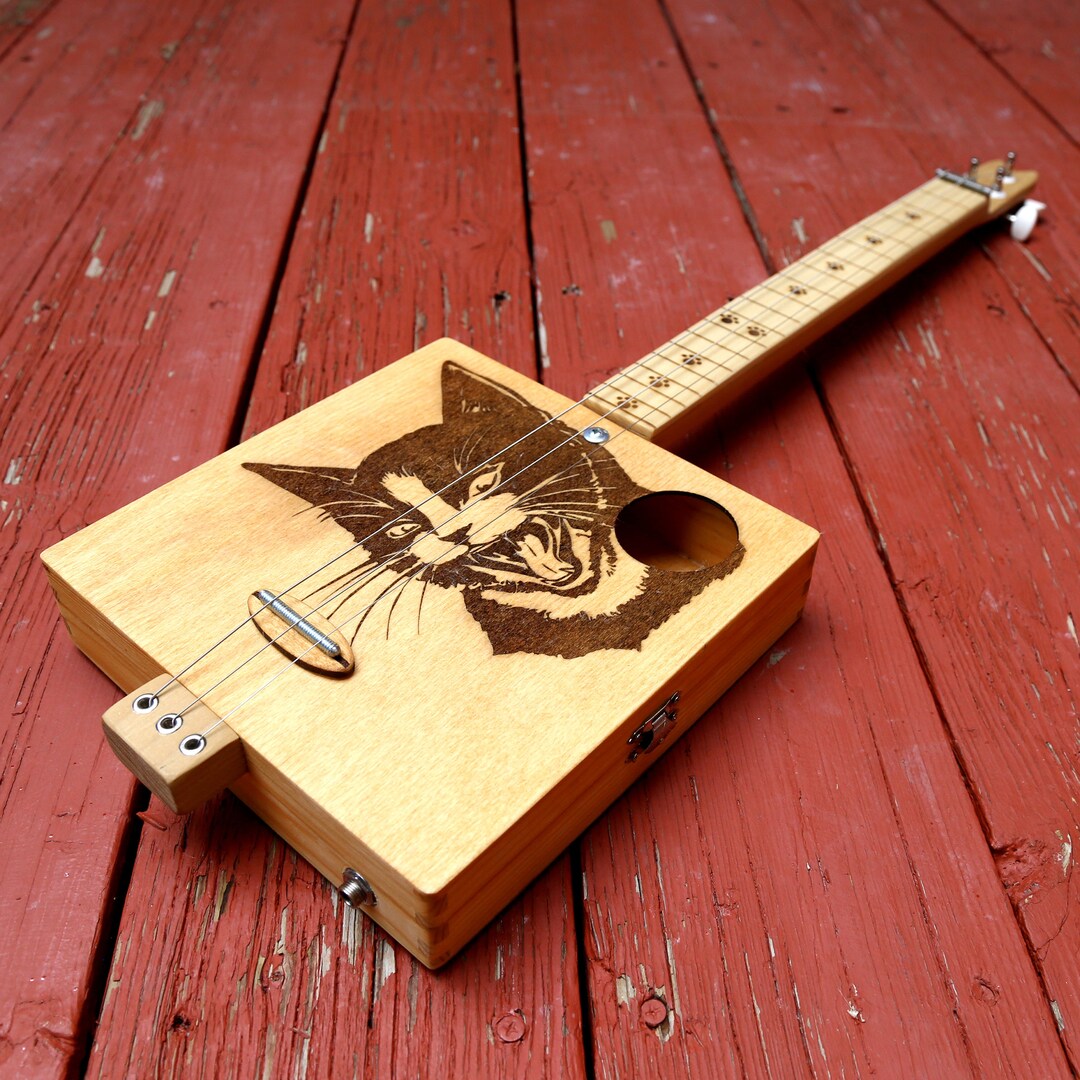 3string Fretless Electric Slide Guitar / Cigar Box Guitar Etsy
