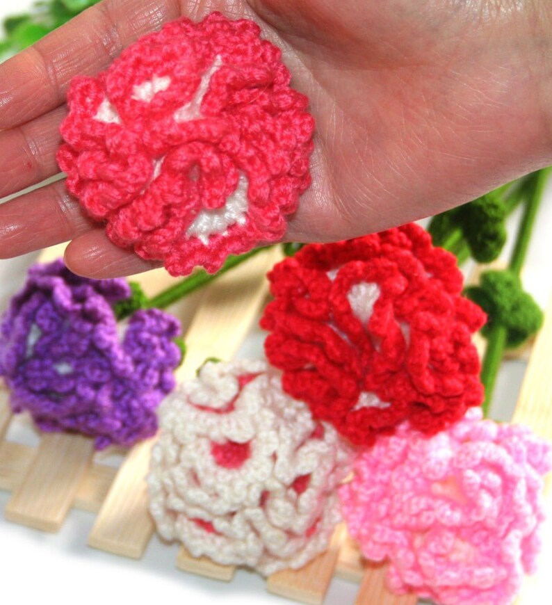 Handmade Crochet Flowers Carnations Bouquet Decorative Etsy