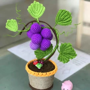 Gehäkelte Amigurumi Gestrickte Plüschies Simulation Lila Traubentopf 1 Stk. Büro Home Tbale Basteldekoration