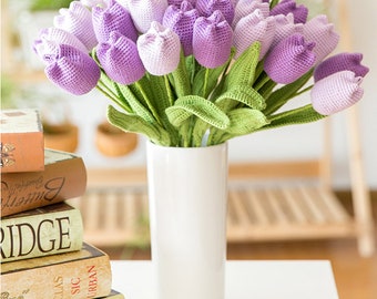 Handmade Crochet Purple Tulips Flowers Bouquet 9 PCS  ,