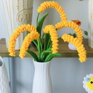 Crochet Yellow Flower Bouquet: Knitted Amigurumi Plushies, Home Decor