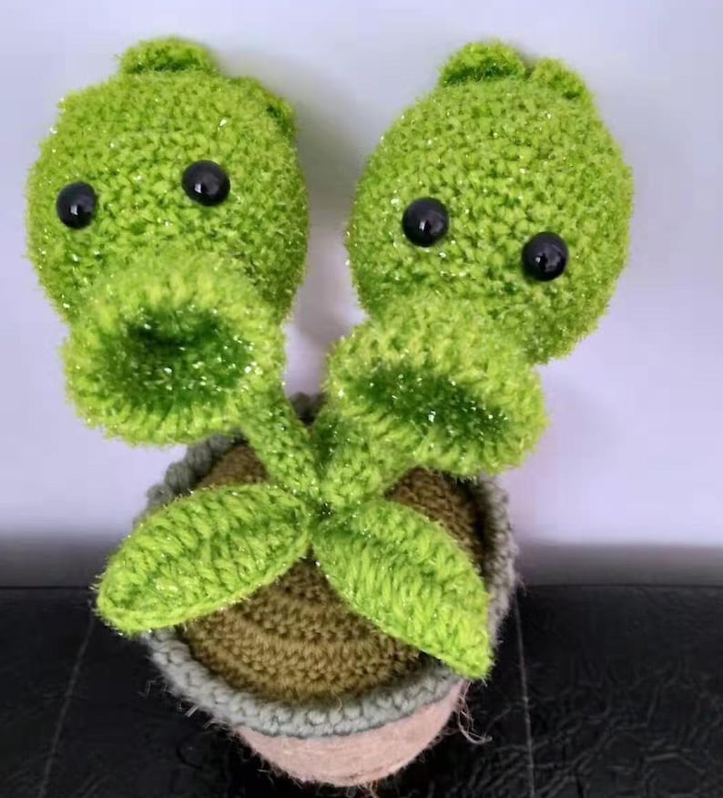 Home Office Dector Crochet Green Pea Plant Potted 1 Pcs Creative Gift,