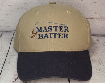 Custom Embroidered Master Baiter Fishing Hat   /   Adult Humor Fathers Day Fishing Hat   /   Custom Embroidered Fishing Gift Cap