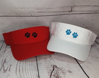 Embroidered Visor With 2 Dog Paw Prints Your Choice of Visor Color and Thread Color   /    Mens Visor    /    Womens Visor