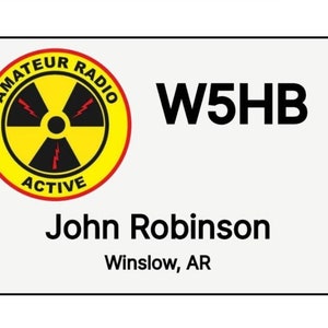 Ham Radio Name Badge with Amateur Radio Callsign   /   Amateur Radio Custom Call Sign Badge   /   Ham Radio Personalized Callsign Badge