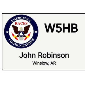 RACES Logo Name Badge with Amateur Radio Callsign Name   /   Amateur Radio Custom Call Sign Badge   /   Ham Radio Personalized Callsign ID