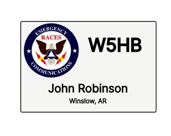 RACES Logo Name Badge with Amateur Radio Callsign Name   /   Amateur Radio Custom Call Sign Badge   /   Ham Radio Personalized Callsign ID