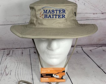 Custom Embroidered Master Baiter Fishing Boonie Hat   /   Adult Humor Fathers Day Fishing Bucket  /   Custom Embroidered Fishing Gift Cap
