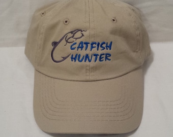 Embroidered Catfish Hunter Fishing Hat  /   Dad Hat   /   Fish Embroidery   /  Fathers Day Cap   / Fisherman Gift