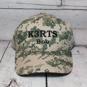 Embroidered Ham Radio Digi Camo Hat with Callsign Name    /    Embroidered Amateur Radio Field Day Cap    /    Custom Ham Radio Hamfest Hat