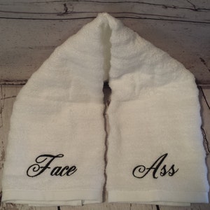 Embroidered Face Ass Hand Towel   /  College Gifts  /  Gag Gift   /   Fathers Day   /   Graduation or Birthday Gift   /  Custom Embroidery