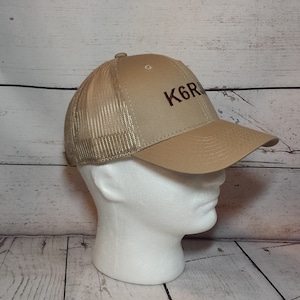 Embroidered Ham Radio Call Sign and Name Mesh Back Hat  /   Custom Amateur Radio  Callsign Cap   /  ARRL Field Day Ham Operator Hat