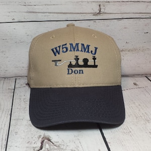 Embroidered Amateur Radio Call Sign Hat with CW Key and Name   /    Ham Radio Operator Custom Callsign Morse Code Key Cap / Ham Radio Gift