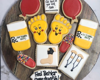 Get Well Sugar Cookies/ Surgery Gift / Knee Surgery Sugar Cookies / Shoulder surgery/ Hip surgery/Leg surgery/Kidney surgery/ Foot surgery