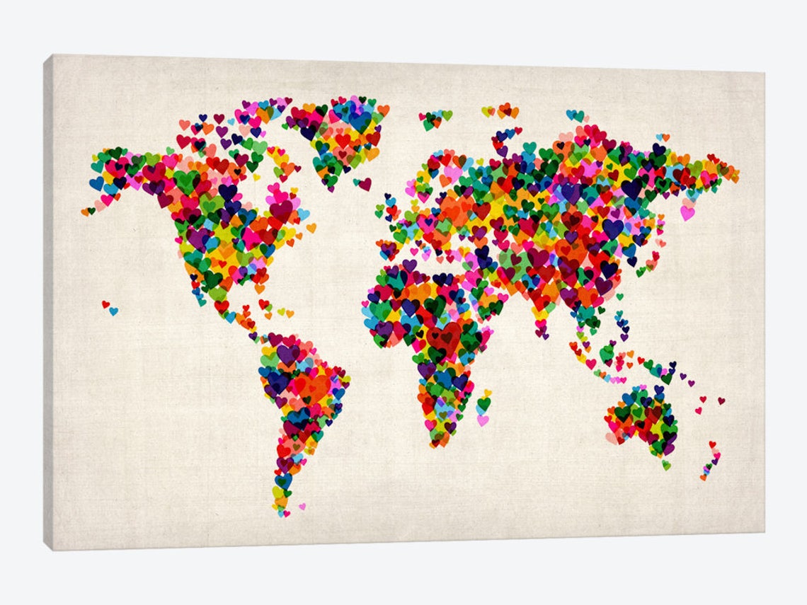 World Map Wall Art Map of the World Art Print Abstract World Etsy