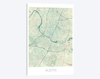 Austin Texas City Map Poster Print, Austin Texas City Street Map Canvas Wall Art, Austin Watercolor Map Poster