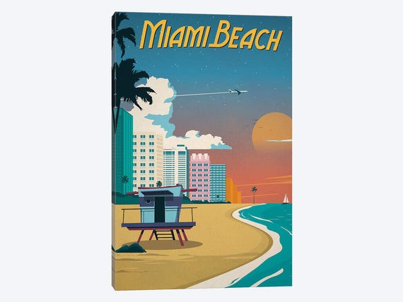 SOUTH BEACH MIAMI FLORIDA Wall Art Vacation Print Beach Print Poster