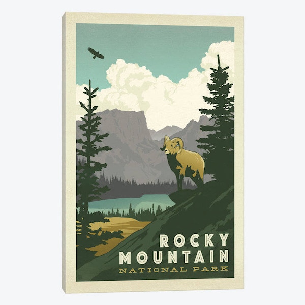 Rocky Mountain National Park Poster, National Park Art Print, Moutain Art, Colorado Denver Boulder, Large Canvas Art, Vintage Travel Decor