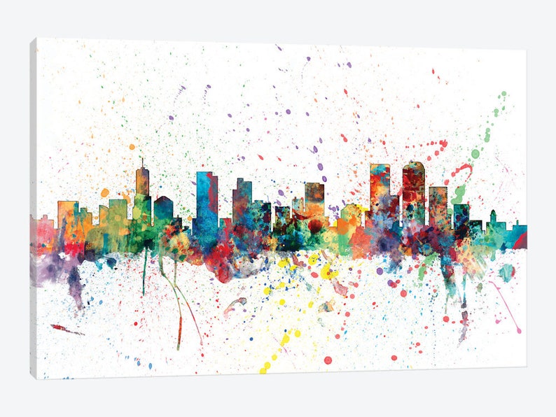 Denver Skyline Denver Print Denver Art Print Downtown Etsy