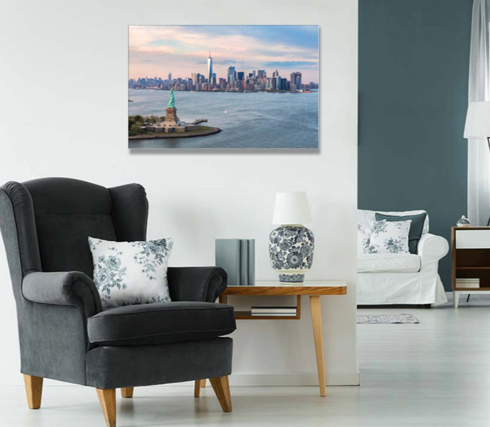 New York City Skyline New York City Photograph Statue of - Etsy