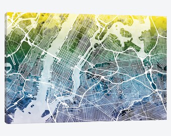 new york city street map new york city map canvas wall art gradient