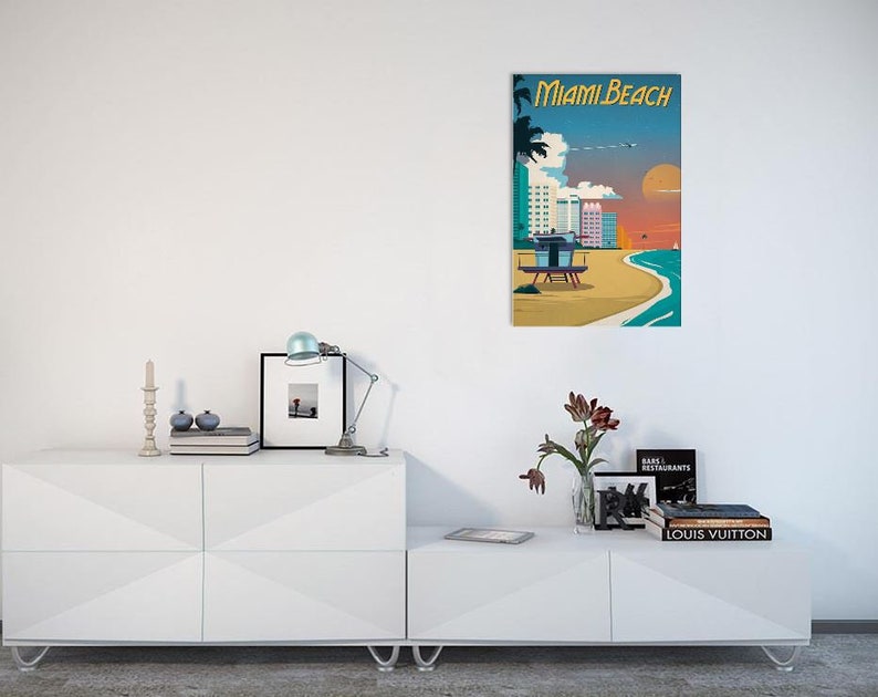 Miami Beach Art Minimalist Miami Art Miami Wall Art Miami Etsy