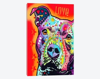 Pit Bull Art, Pit Bull art print, Pit Bull Dog Art, Thoughtful Pit Bull Canvas Wall Art, Dog Pet Animal Lover Decor, Pit bull Gift Advocate