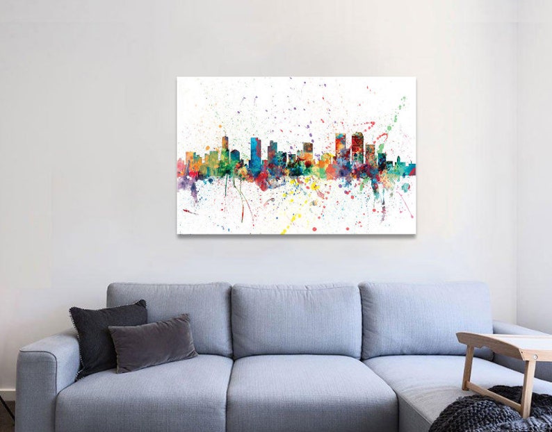 Denver Skyline Denver Print Denver Art Print Downtown Etsy